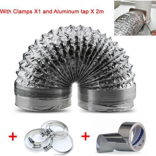 150mm x1.5m exhaust fan soft tube, 6 inch aluminum tube, 1m length ventilation hose