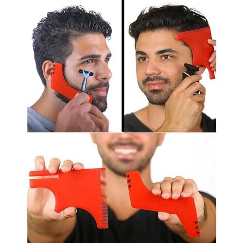 2/3/4Pcs Men Beard Hair Goatee Neckline Shaving Template Guide Haircut Kit Tool