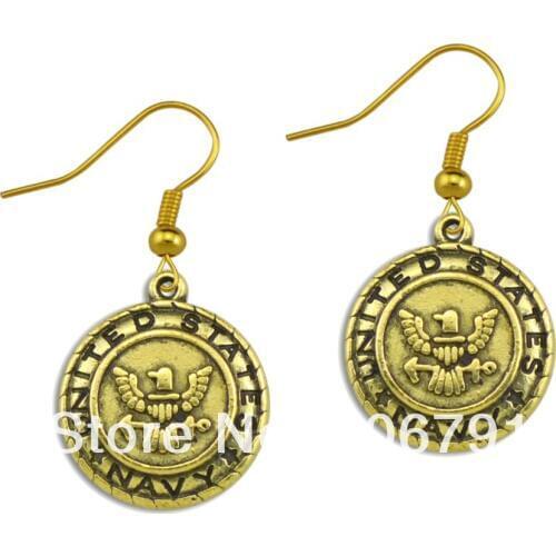 20pairs a lot antique bronze plated alloy united states navy earrings