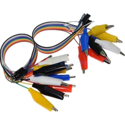 20cm 30cm 10pin Double-end Alligator Clips Jump Wire Male Female Crocodile Clip Test Lead Jumper Wire Line Cable DIY Connection