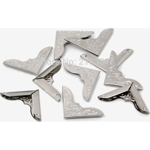 200 Pcs/lot Book Corner Protectors 32mm X 23mm Silver Tone Scrapbooking Albums