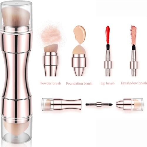 4 In 1 Multifunctional Portable Makeup Brushes Set Foundation Eye Shadow Blush Lip Brush Cosmetic Beauty Make up Brush Tools