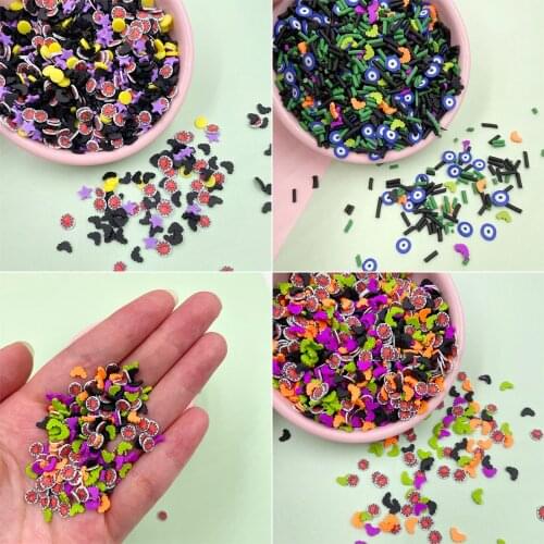 50g/lot Mixed Bat Eyes Polymer Slices Hot Clay Sprinkles for Crafts Making Halloween Decoration DIY Slime Filling Accessories