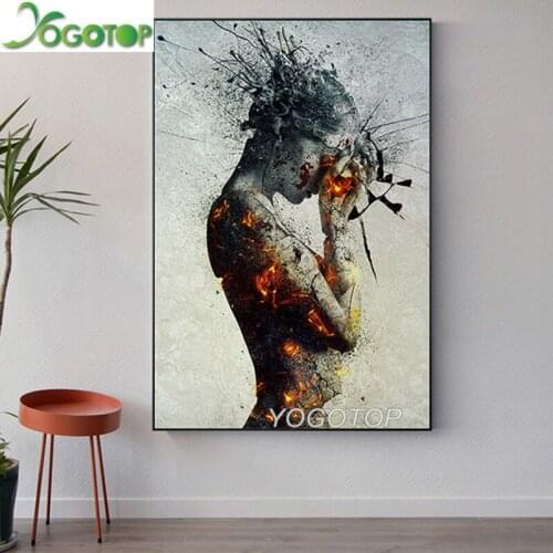 5D DIY diamond painting Abstract Explosion Fire Girl puzzle diamond embroidery full mosaic cross stitch home decoration YY3342
