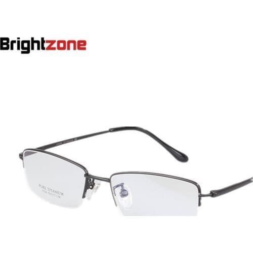 Brightzone Retro 4 Colors Titanium Glasses Male Half Frame Myopia Spectacles Clear Lens Fashion Transparent Optical Eyeglasses