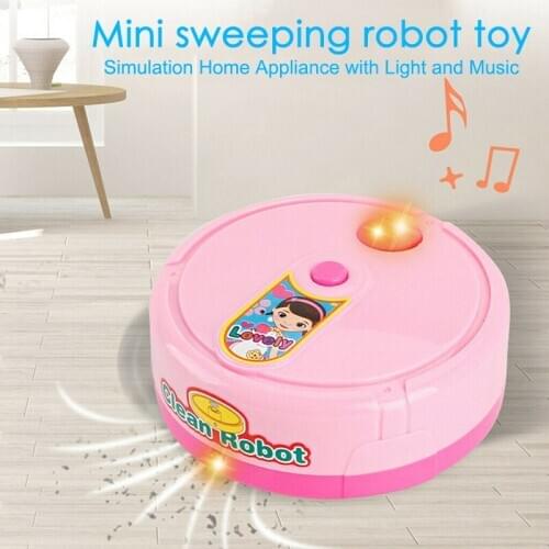 Children kids battery toys robot sweeper toys with light and music robots household toys sweeper