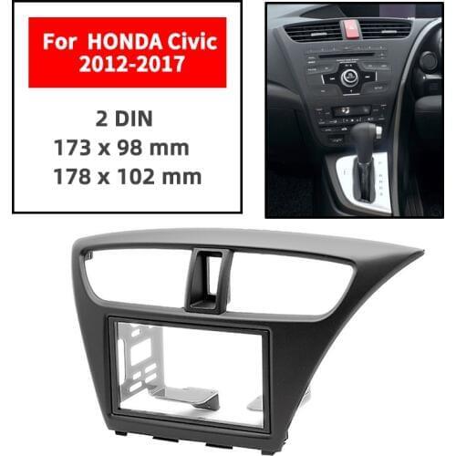 Double Din Radio Fascia for HONDA Civic 2012-2017 Right Wheel Panel Dash Mount Installation Trim Kit Face Black Frame GPS