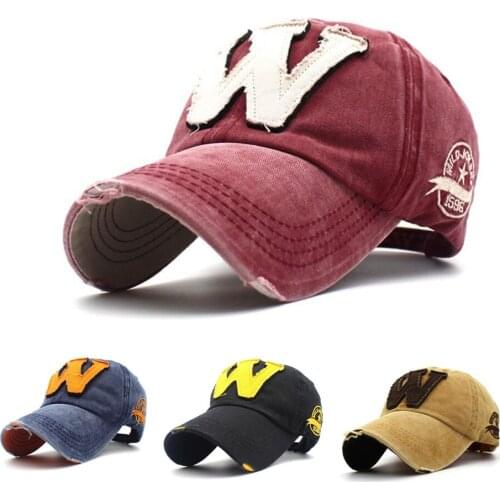 Hot Cotton Men Cap Embroidery W Women Baseball Caps Summer Autumn Washed Denim Hat for Unisex Fashion Winter Letter Hats Volume