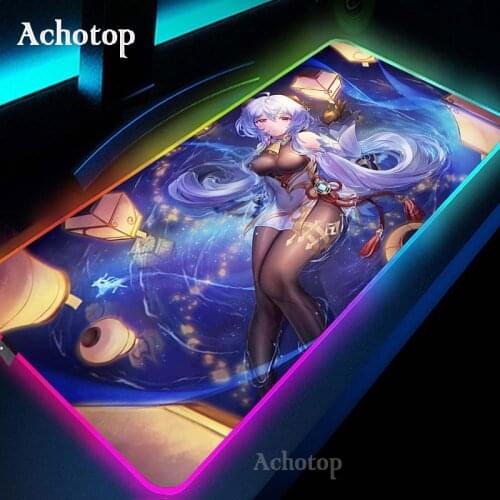 Genshin Impact Gaming Mouse Pad Computer Mousepad RGB Large Mouse Pad Gamer XXL Mouse Carpet Mause Pad PC Desk Mat with Backlit