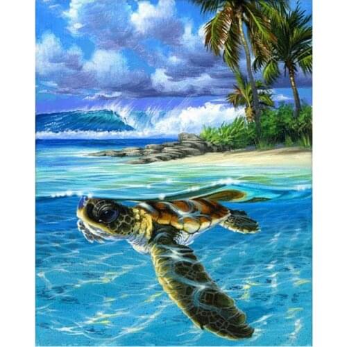 Oil Paintings By Numbers Turtle Animal For Drawing Coloring DIY Craft Kits Handmade Acrylic Paint By Numbers Home Decoration Art