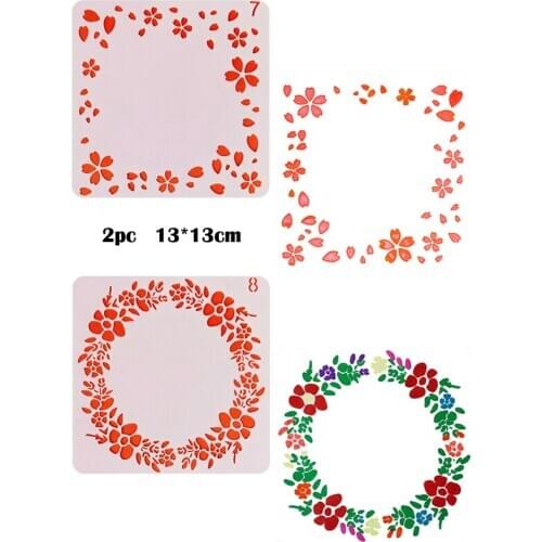 2pc Cherry Blossoms Painting Template Diy Embossing Craft Bullet Journal Stencil Accessories Sjablonen For Scrapbooking Reusable