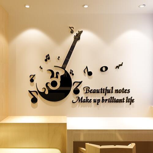 Creative 3D music DIY chidrens room bedroom living room TV background wall decoration 3D acrylic wall sticker