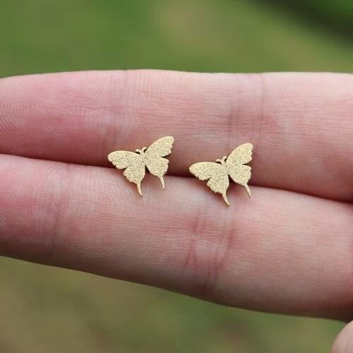 Cute Butterfly Stud Earrings Gold Silver Color Ear Studs Fashion Jewelry Pendientes Stainless Steel Earrings Bridesmaid Gift