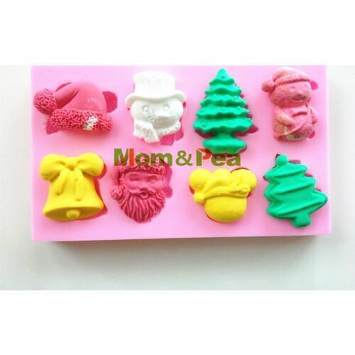 Mom&Pea 0476 Free Shipping Christmas Tree & Bell Shaped Silicone Mold Cake Decoration Fondant Cake 3D Mold