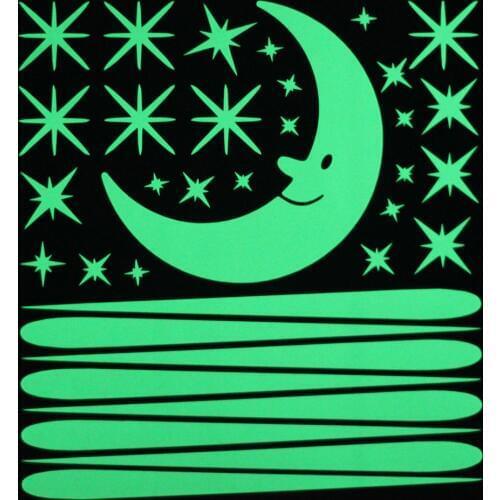 Cartoon Moon Stars Meteor Shower Luminous Wall Sticker Home Decor Glow in the Dark Sticker Children Room Romantic DIY Decoration
