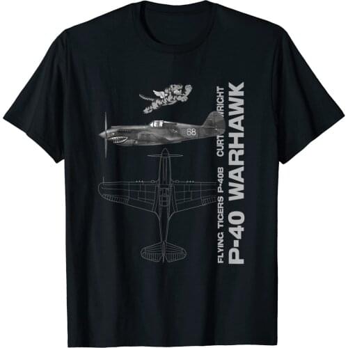 P-40 Warhawk WWII Fighter Airplane Profile Men T-shirt Short Casual 100% COTTON O-Neck Shirt