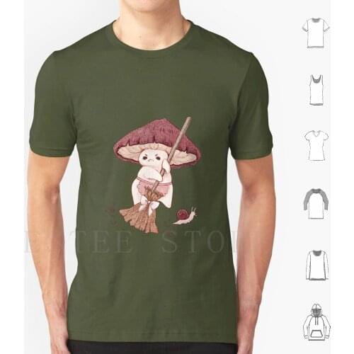 Angy Mushroom Does Not Like To Clean T Shirt Men Cotton 6Xl Mushroom Fairy Tail Cute Fantasy Cleaning House Work Snail