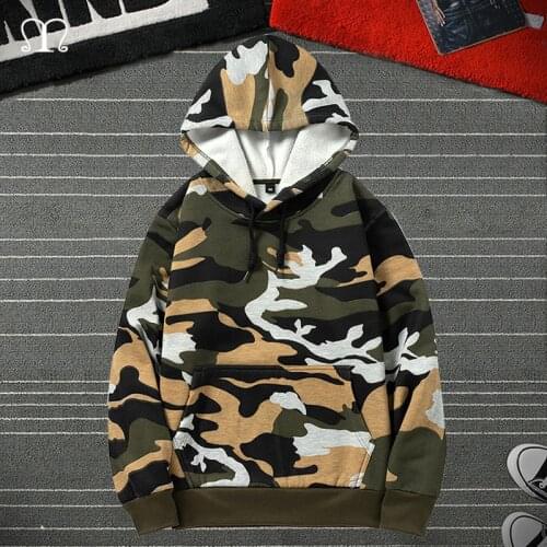 Camouflage Mens Hoodies Fashion Hip Hop Man Pullover Warm Harajuku Hoody Male Hight Street Fashion Punk Mens Hooded Sweatshirts