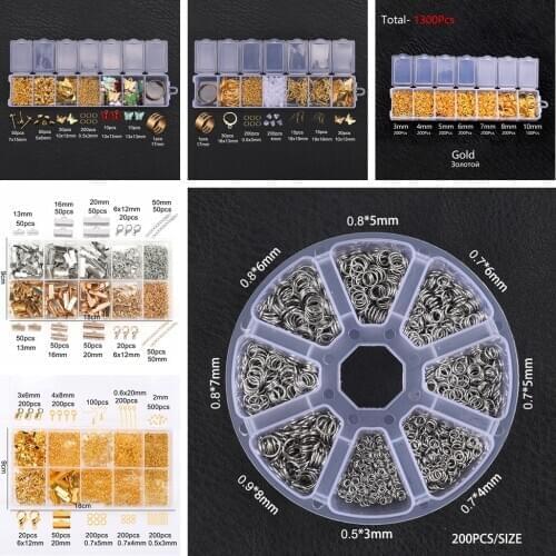 DIY Findings Accessories Set For Jewelry Crimp Lobster Clasp Jump Rings Earring Hooks Hoops Backs Stud Charms Jewelry Making Kit