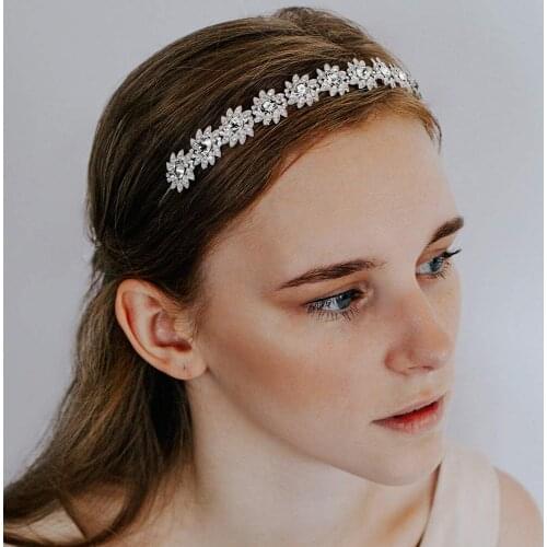 Stonefans Exquisite Flower Tiaras Crown Crystal Hairband Elegant Headband Girls Hair Hoop Wedding Hair Band Accessories Jewelry