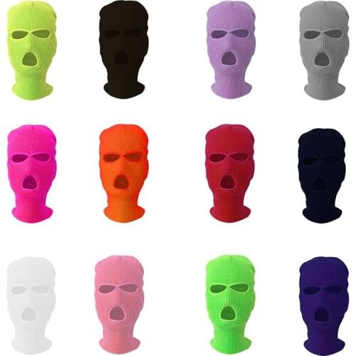 Full Face Cover Mask Hat 3 Holes Balaclava Army Tactical Hedging Hats Windproof Knit Warm Beanies Scarf Masks Unisex Caps