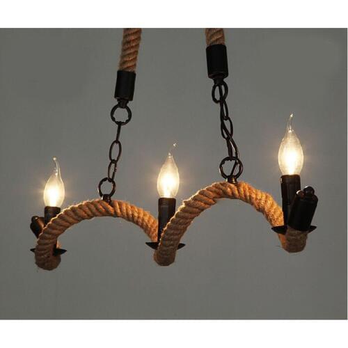 Retro Vintage Rope Pendant Light Lamp Loft Creative Personality Industrial Lamp Edison Bulb American Style For Living Room