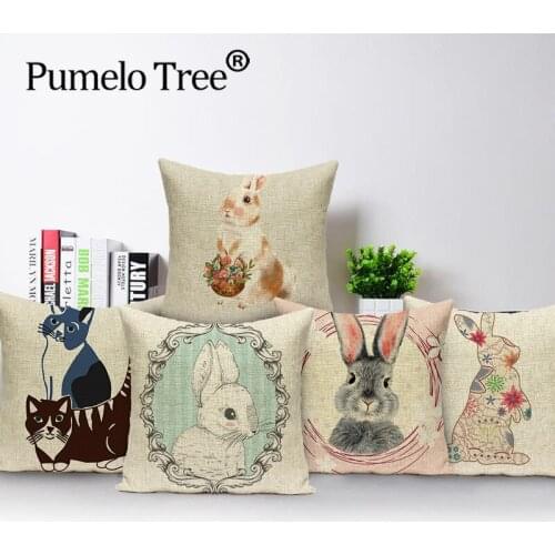 Cute Animal Pillowcase Cat Print Pillow Cover Home Decor Cushion Cover Throw Pillow Cover 45x45 Car Pillow Case Sofa Decoration