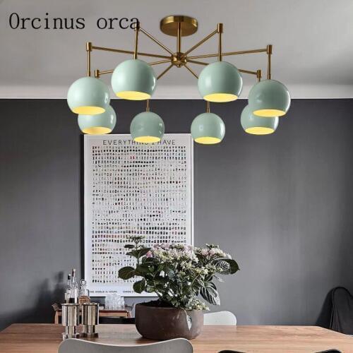Nordic modern, minimalist candy colored chandeliers living room bedroom restaurant fashion creative LED ceiling lamp