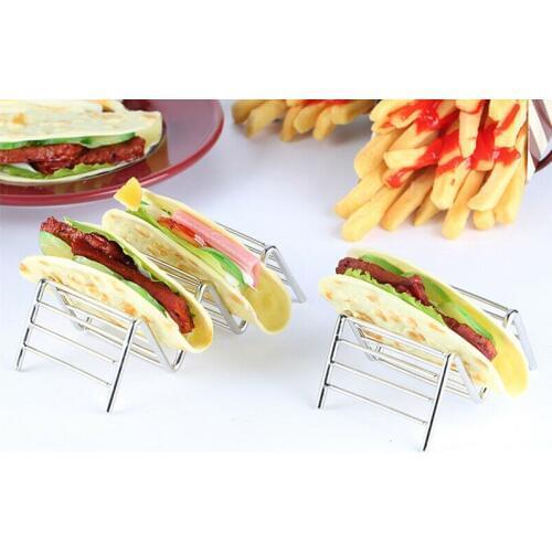 Stainless Steel Taco Holders Rack Mexican Food Hard Stand Holds Soft Shells Wave Shape Kitchen Tool Restaurant Pie Tools