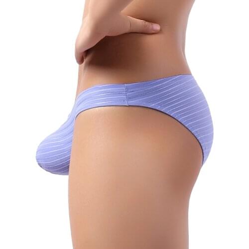 New Mens Striped Briefs Brand Underwear Sexy Low Waist Big Penile Bag Panties Men Underpants man Erotic lingerie Gay Underwear