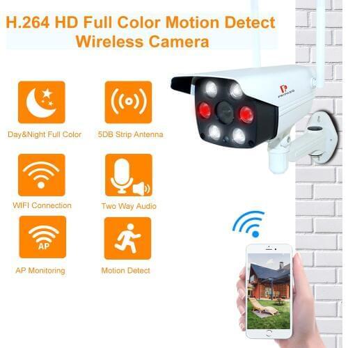 1080P WiFi Camera Bullet Outdoor Weatherproof Security Surveillance Camera Two-Way Audio Color Night Vision - 3.6mm Fixed Lens