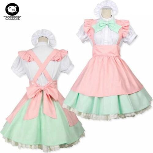 Japanese Lolita Doll Fancy Dress Maid Waitress Uniform Costume for Cosplay Party
