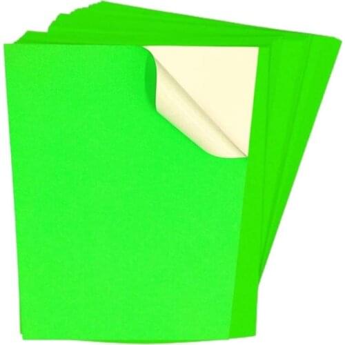 A4 50sheets Printable Bright Neon Color Sticker Paper - Full Sheet Blank Matte Adhesive Label for Inkjet/Laser Printer