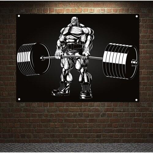 Weightlifting Exercise Tapestry Painting Gym Decor Man Muscular Body Poster Wall Hanging Mural Workout Bodybuilding Banner Gift