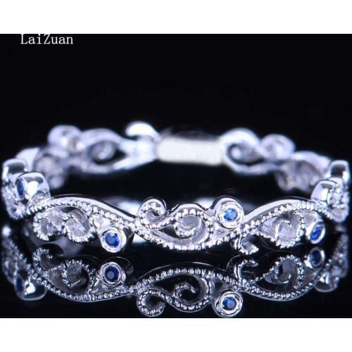 925 Sterling Silver Natural Sapphires Engagement Wedding Ring Gemstone Art Deco Style Womens Ring Fine Jewelry Solid Silver