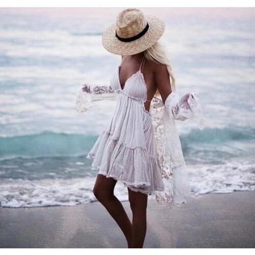 Boho Inspired summer boho beach dress women 2021 chic strapless sexy lace dresses ball gown bohemian Plus Size dress for girls