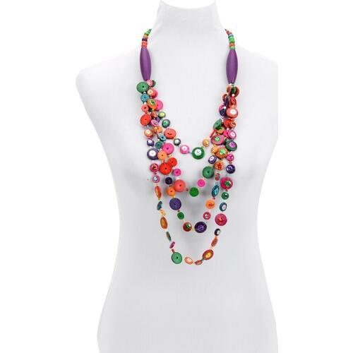 New Colorful Coconut Shell Handmade Chain Necklace Bohemian Boho Vintage Statement Necklace Collier Femme Jewelry Dropship