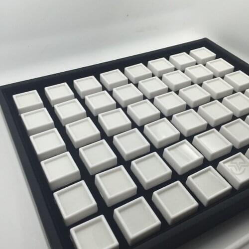 1pc Jewelry Tray + 48pcs 3*3cm Gem Box GemStone Tray Diamond Holder Bare Stone Organizer Showcase