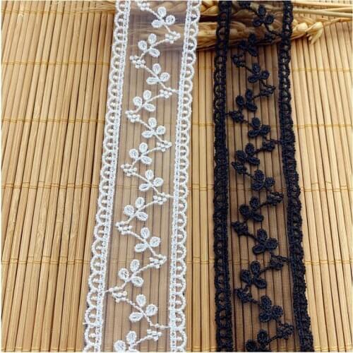 1Yards High Quality Lace Fabric Wedding Embroidery Flowers Leaf Lace Collar 3.5cm Lace Sewing Clothing Guipure Cotton Ribbon PL3
