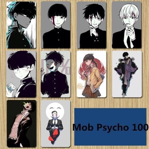 10 PCS Anime Mob Psycho 100 Cosplay Props Cartoon Accessories Gifts Favors Souvenir PVC Bus Bank Access Control Card Stickers