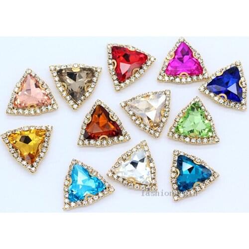 24Colors 18mm Sew On Trigon Chain Claw Setting Rhinestone Crystal/Diamantes/Montees/Jewelrys/Wedding Dress Shoes Bags Diy Trim