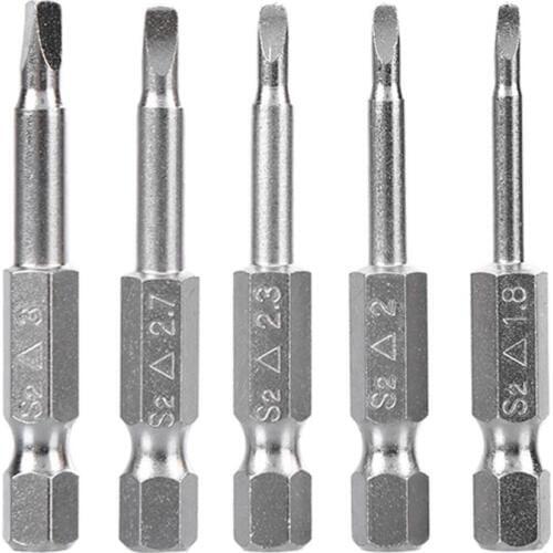 5Pcs S2 Alloy Steel Triangular Screw Bits Magnetic Screwdriver Bit Anti Slip Triangle Screw Head 1.8/2/2.3/2.7/3mm