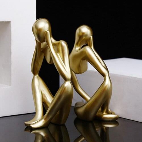 Abstract Thinker Sculpture Resin Thinking Man Figurine Modern Sandstone Room Decoration Ornament Nordic Handmade Art Figure 2021