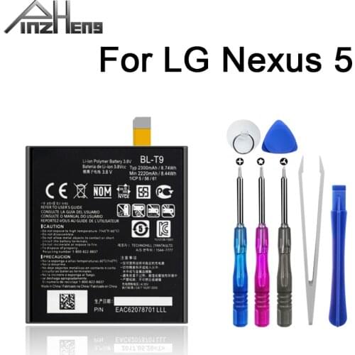 PINZHENG 2300mAh Phone Battery For LG Nexus 5 E980 Nexus G D820 D821 BL-T9 BLT9 Real Capacity Replacement Batteries With Tools