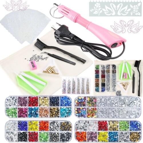 Hotfix Applicator Rhinestone, Large Hotfix Rhinestones Applicator Tool Pen Kit With Template for Clothes Craft 30/20/16/10/8 SS