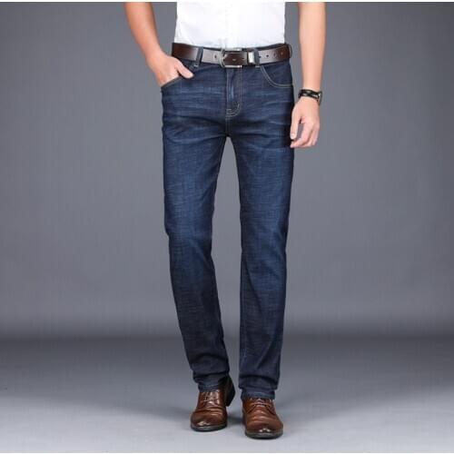 Men Stretch Trousers Brand Clothing 2021 New Hight Quality Fashion Casual Straight leg Denim Pants Plus-up Size For Male