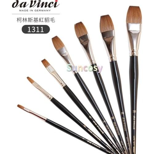 Da Vinci Watercolor Series 1311 Maestro Paint Brush, Watercolors, Gouache, Illustration,One Stroke Flat Kolinsky Red Sable