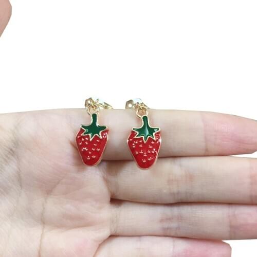 2020 New Children Cute Cartoon Fruit Strawberry Ear Clip Girls Baby Lovely Hairpins Flower Ear Clips Kids Clip Earring for Girls