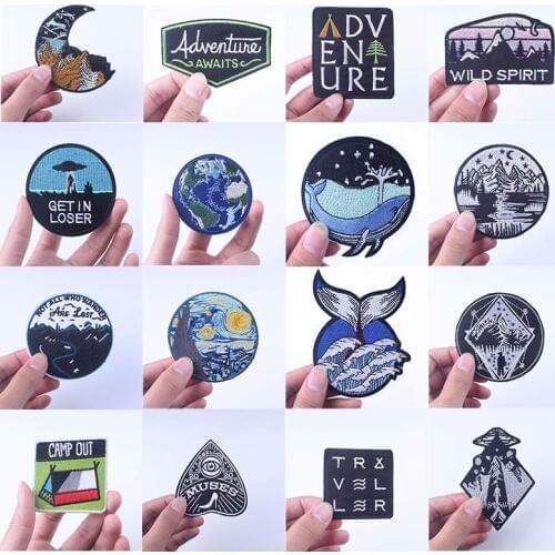 Travel Cloth Patch Mountains Iron On Patches For Clothing Adventure Explore The Natural Stripes Embroidered Badges Custom Patch