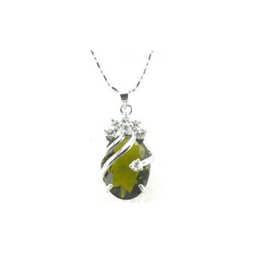 Jew2862 Exquisite Peridot Crystal Pendant Necklace